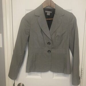 Ann Taylor Loft Women's Checkered Gray Blazer Suit Business Jacket Size‎ 00p